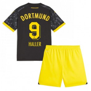 Borussia Dortmund Sebastien Haller #9 Koszulka Wyjazdowych Dziecięca 2023-24 Krótki Rękaw (+ Krótkie spodenki)